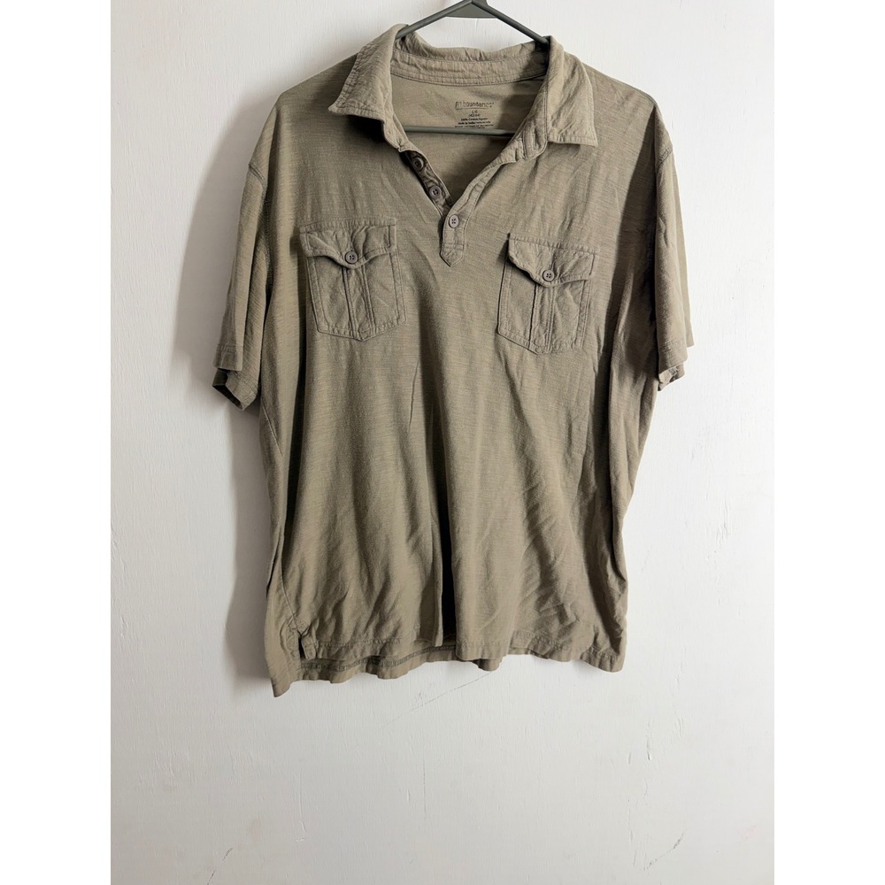 No Boundaries Mens Polo Shirt L Volcanic Ash Green Cotton Slub Utility NM13Y080